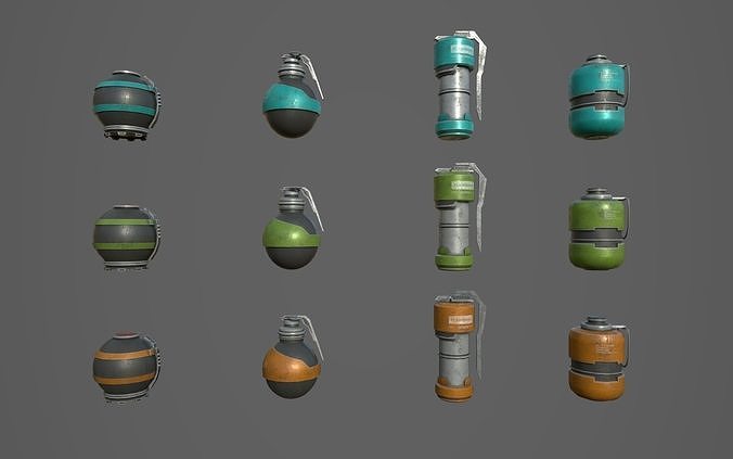 Sci Fi Grenades Low-poly 3D model