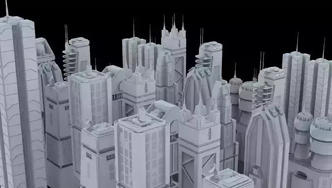 Sci-Fi building dressing kitbash PACK - 1 Low-poly 3D model
