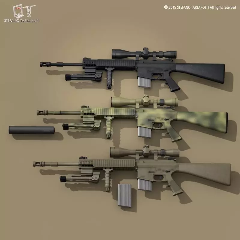 Mk12 sniper rifle 3D model