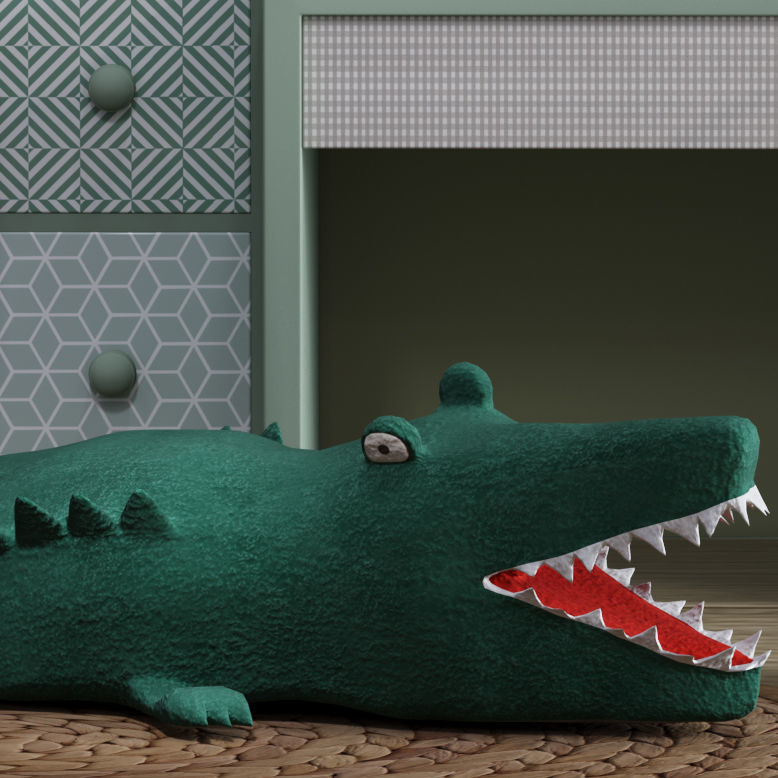 Realistic Study Desk Furniture for kid- interior kidroom set 3D model_17