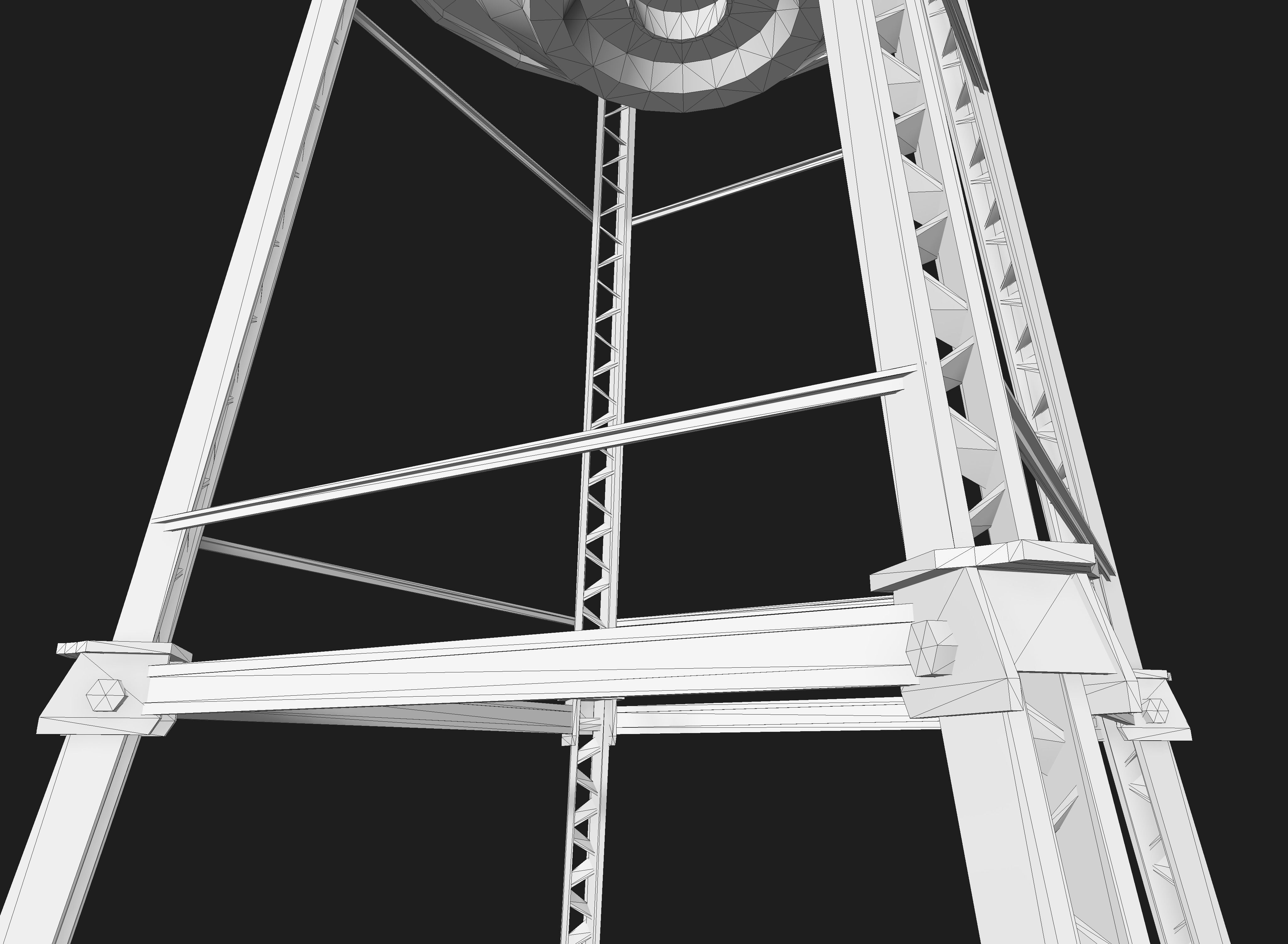 Old Water Tower Low-poly 3D model_8