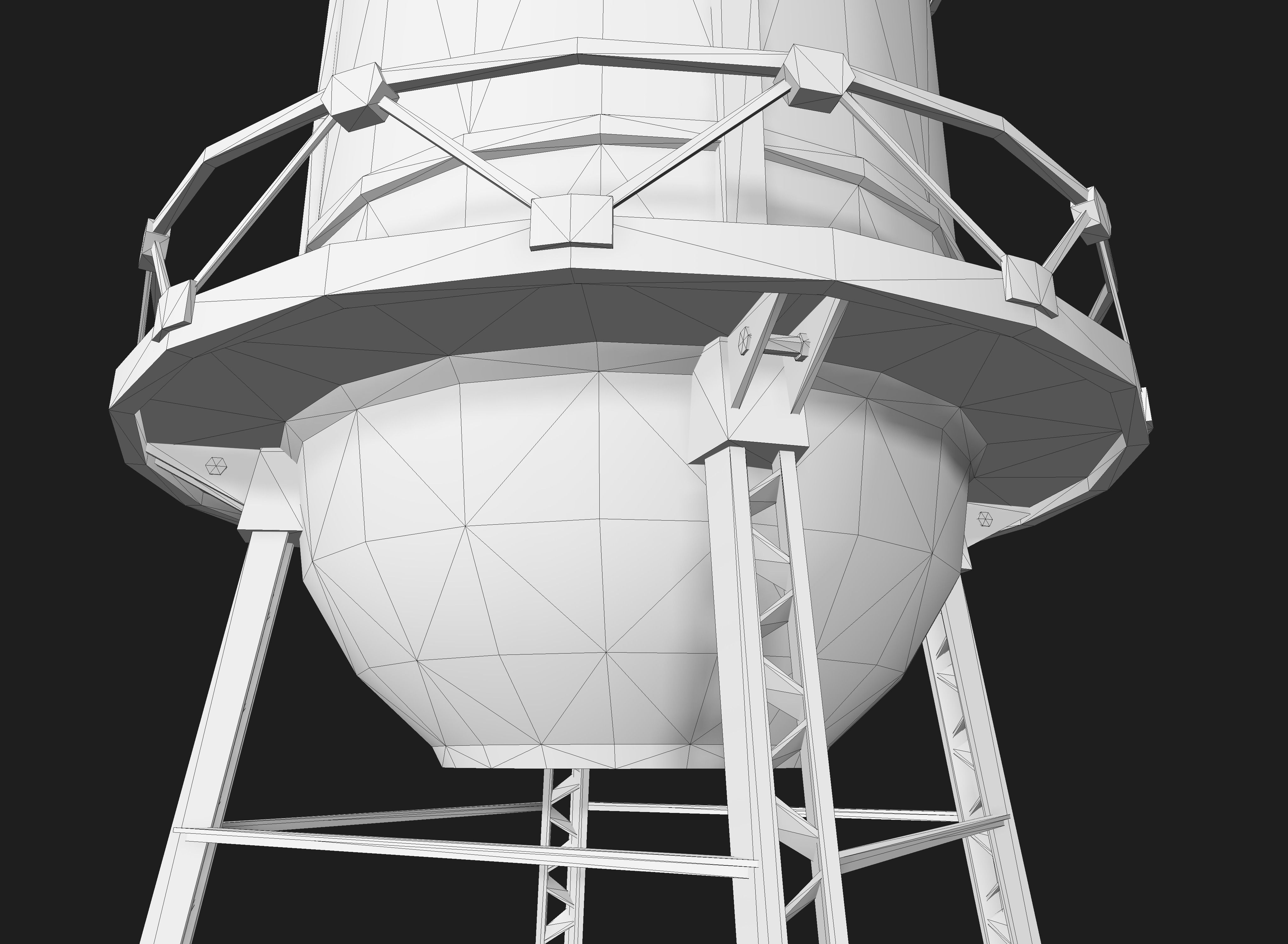 Old Water Tower Low-poly 3D model_7