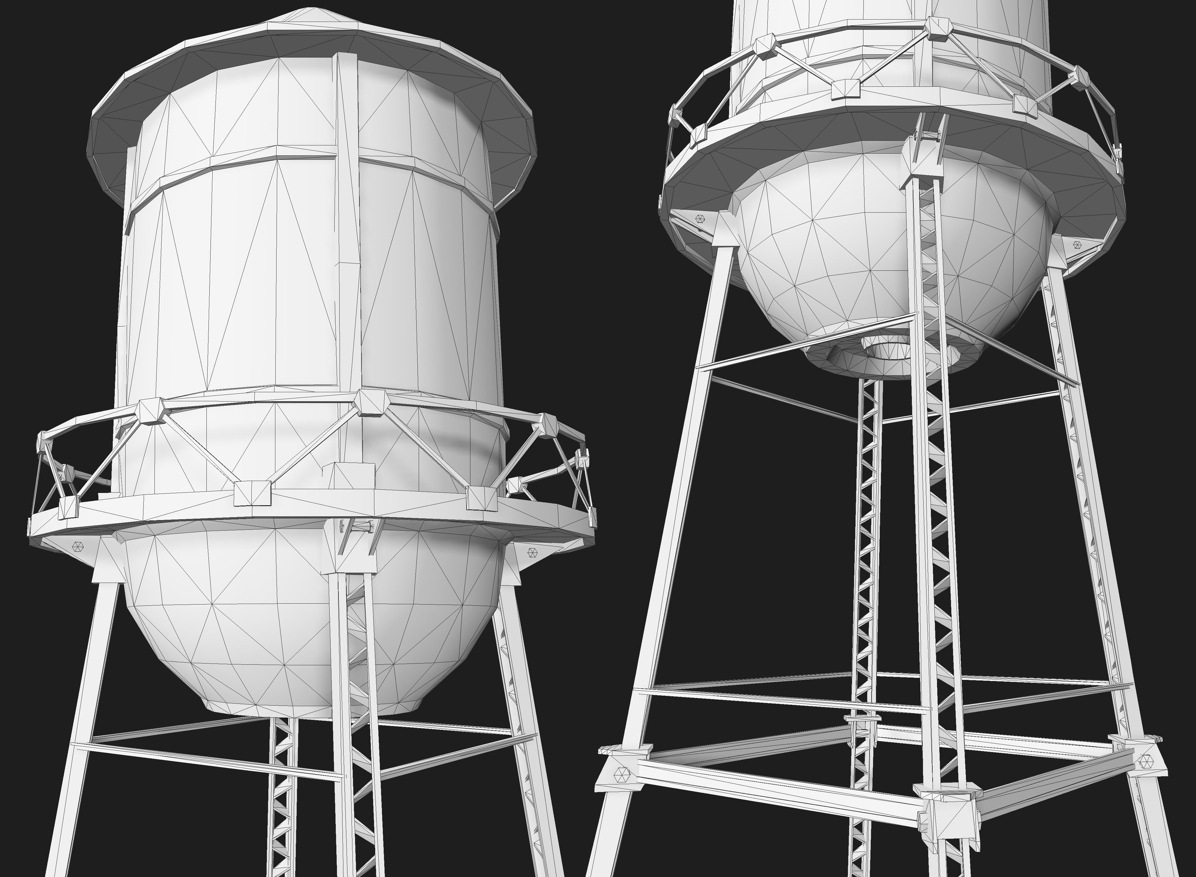 Old Water Tower Low-poly 3D model_5