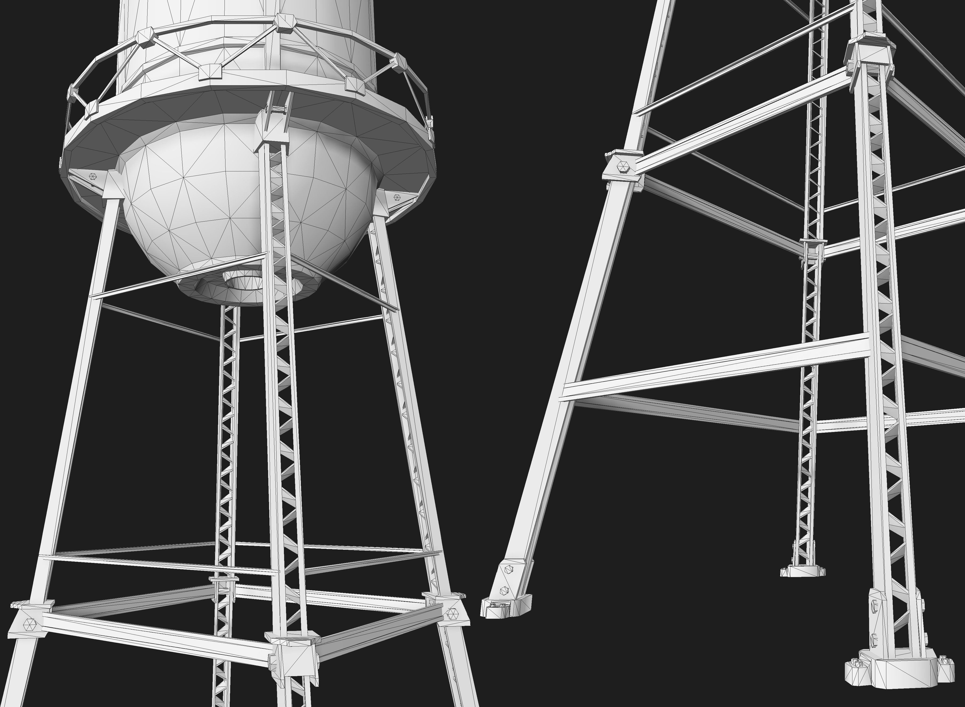 Old Water Tower Low-poly 3D model_6