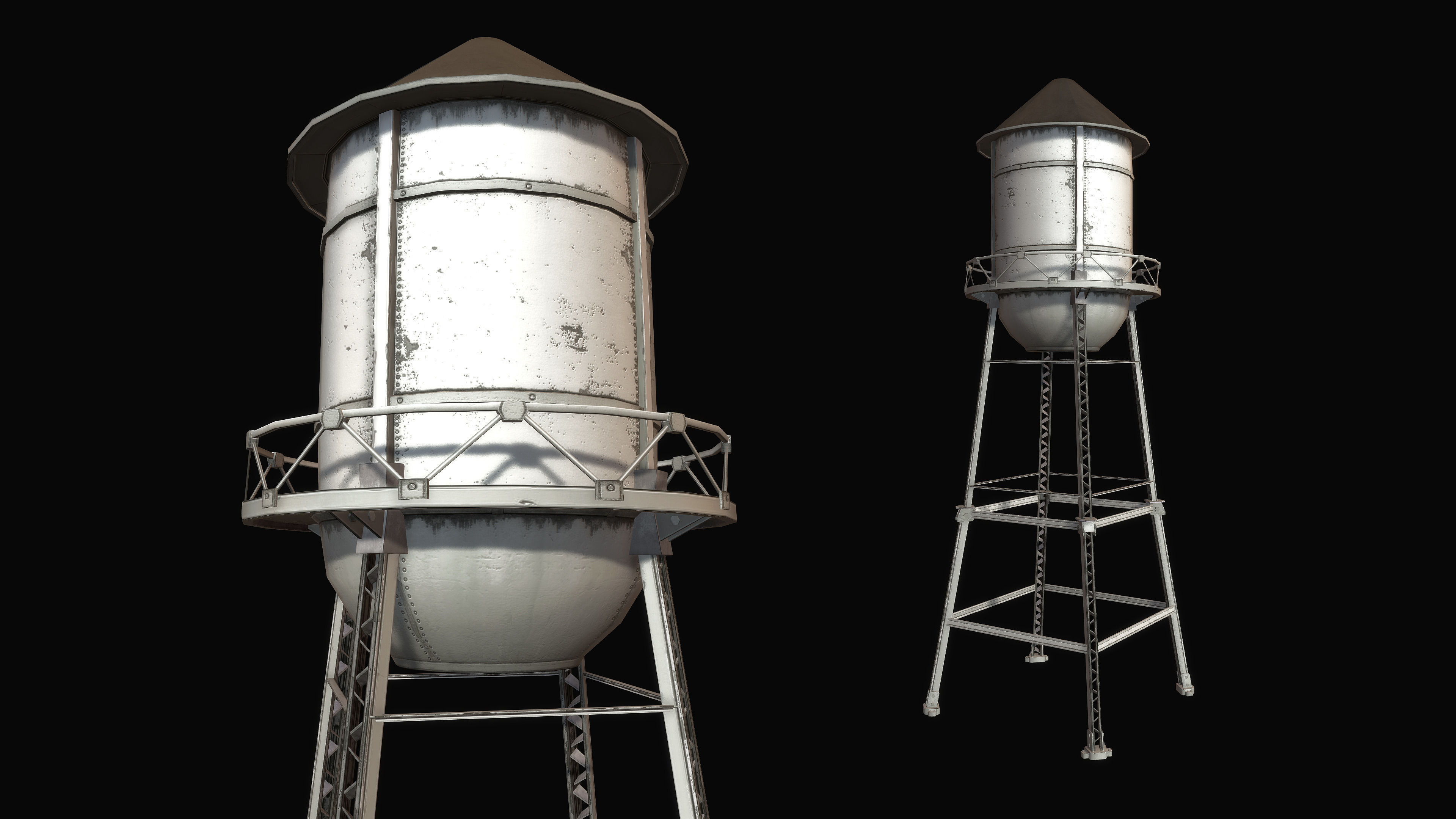 Old Water Tower Low-poly 3D model_2