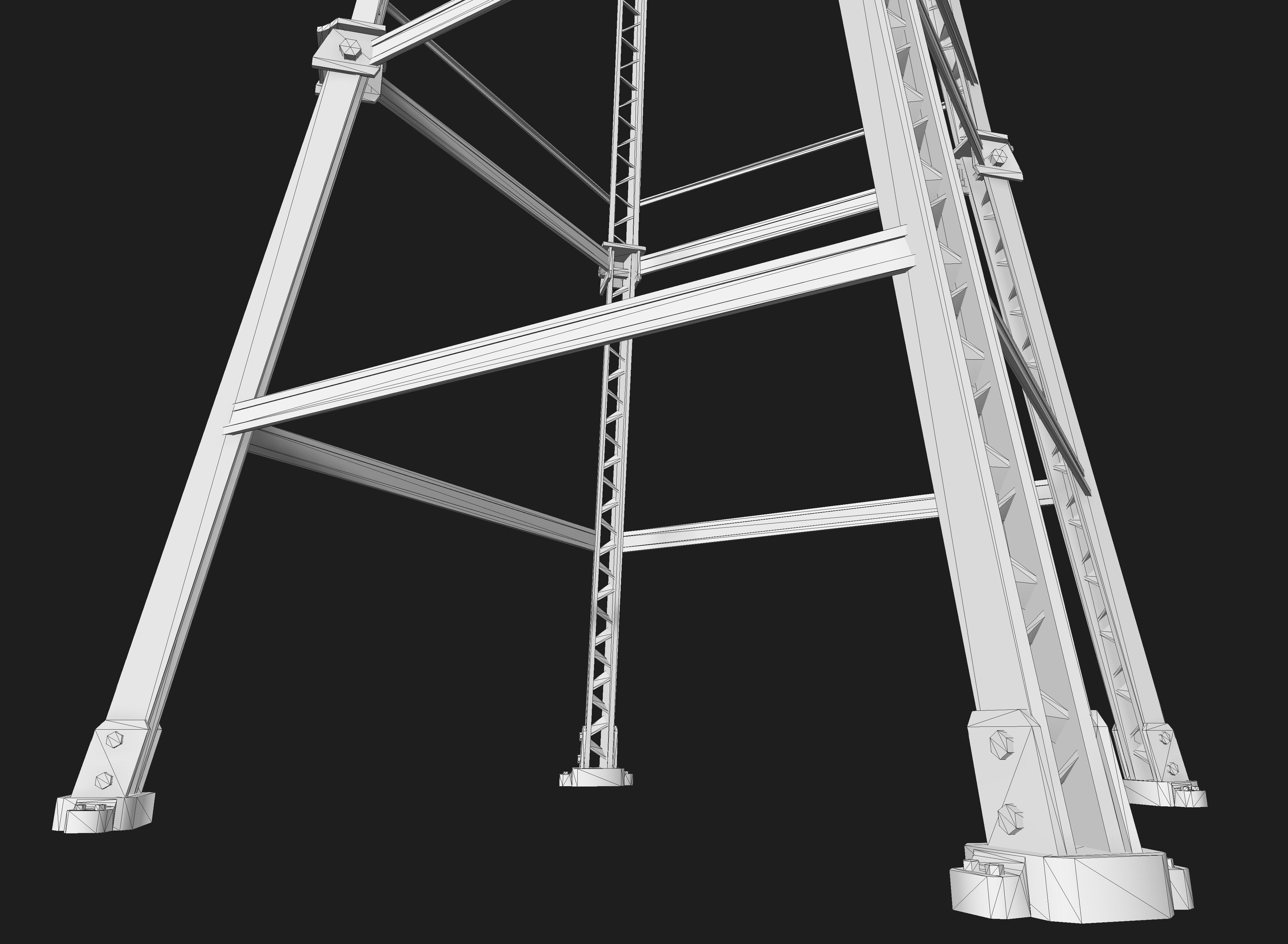 Old Water Tower Low-poly 3D model_9