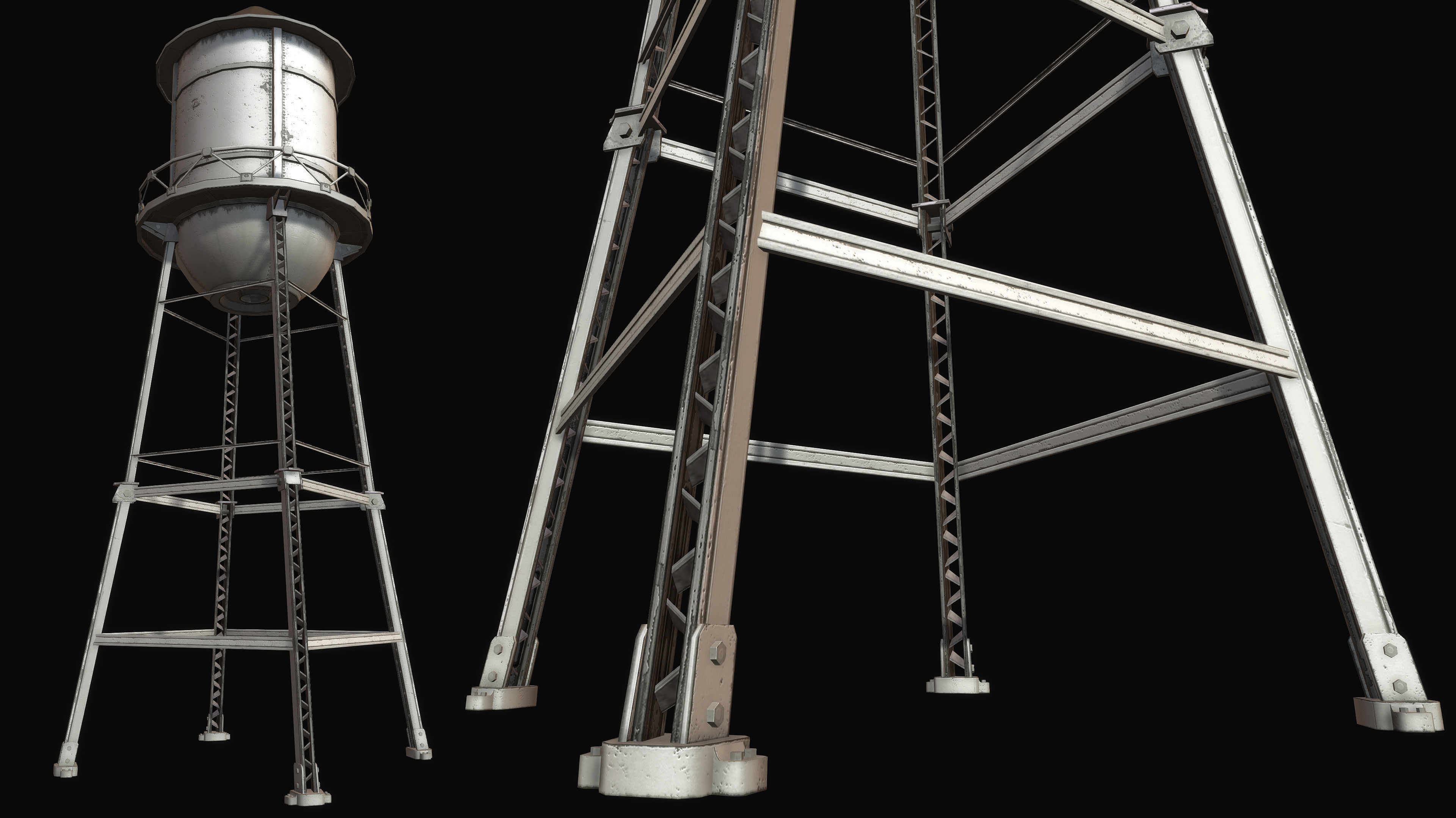 Old Water Tower Low-poly 3D model_1