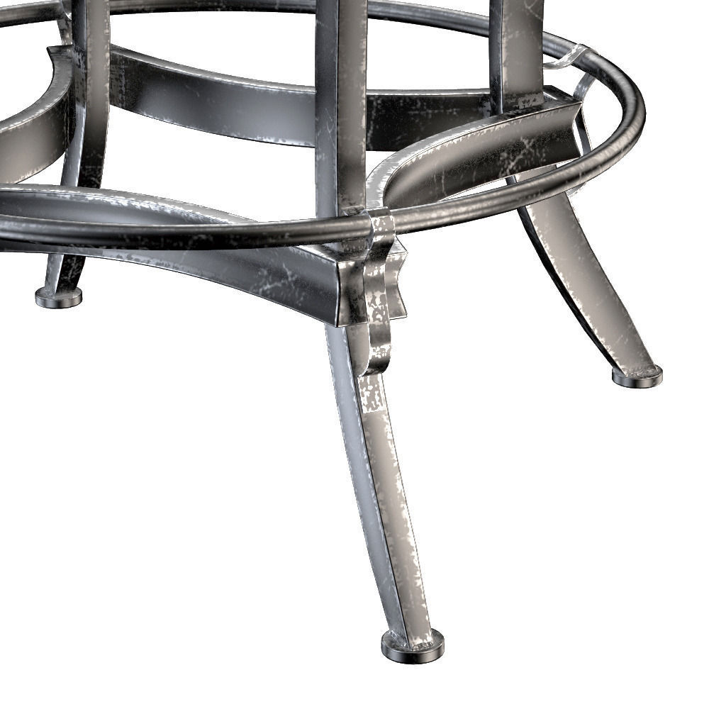 Dempsey Swivel Iron Bar Stool Brown Leather 3D model_2