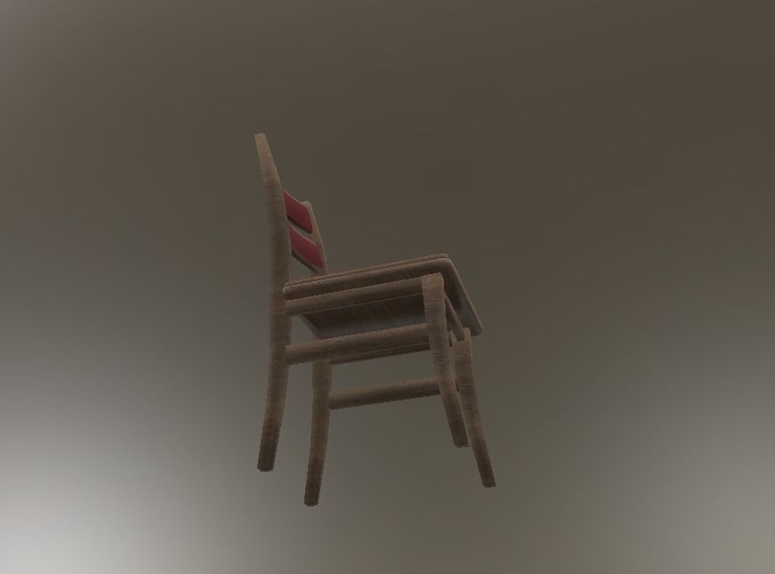 low poly chair wooden with seat Low-poly 3D model_4