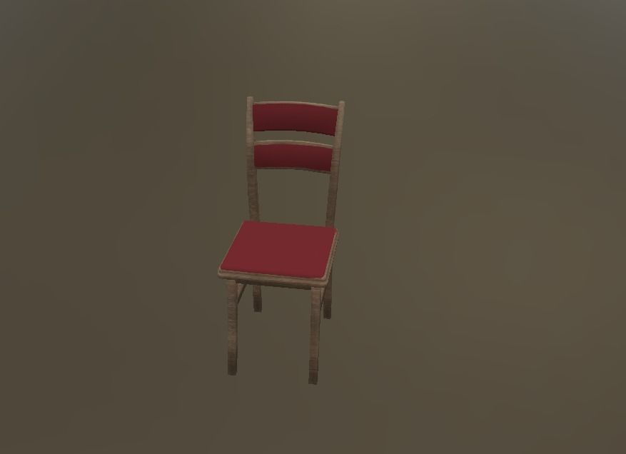 low poly chair wooden with seat Low-poly 3D model_3