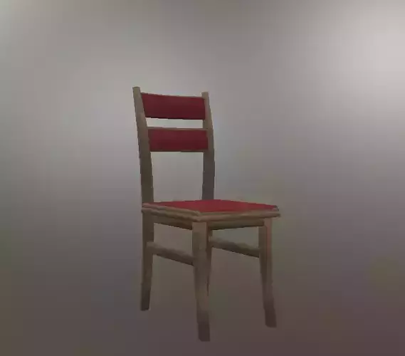 low poly chair wooden with seat