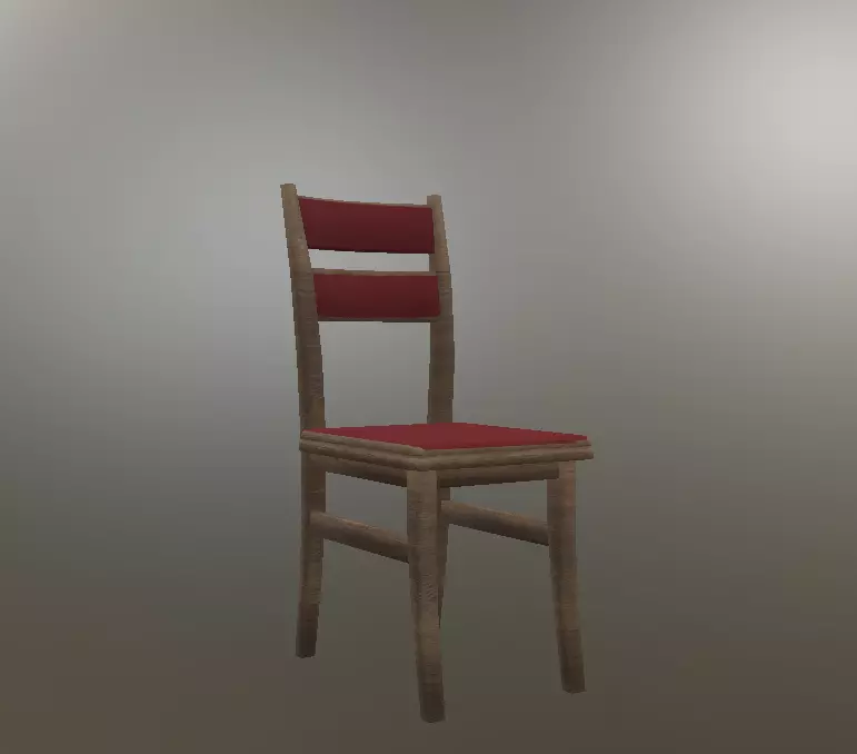 low poly chair wooden with seat Low-poly 3D model_0