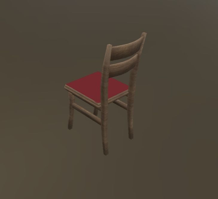 low poly chair wooden with seat Low-poly 3D model_2