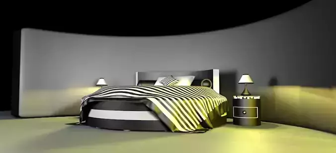 Bedrooms room with bed and two lamps