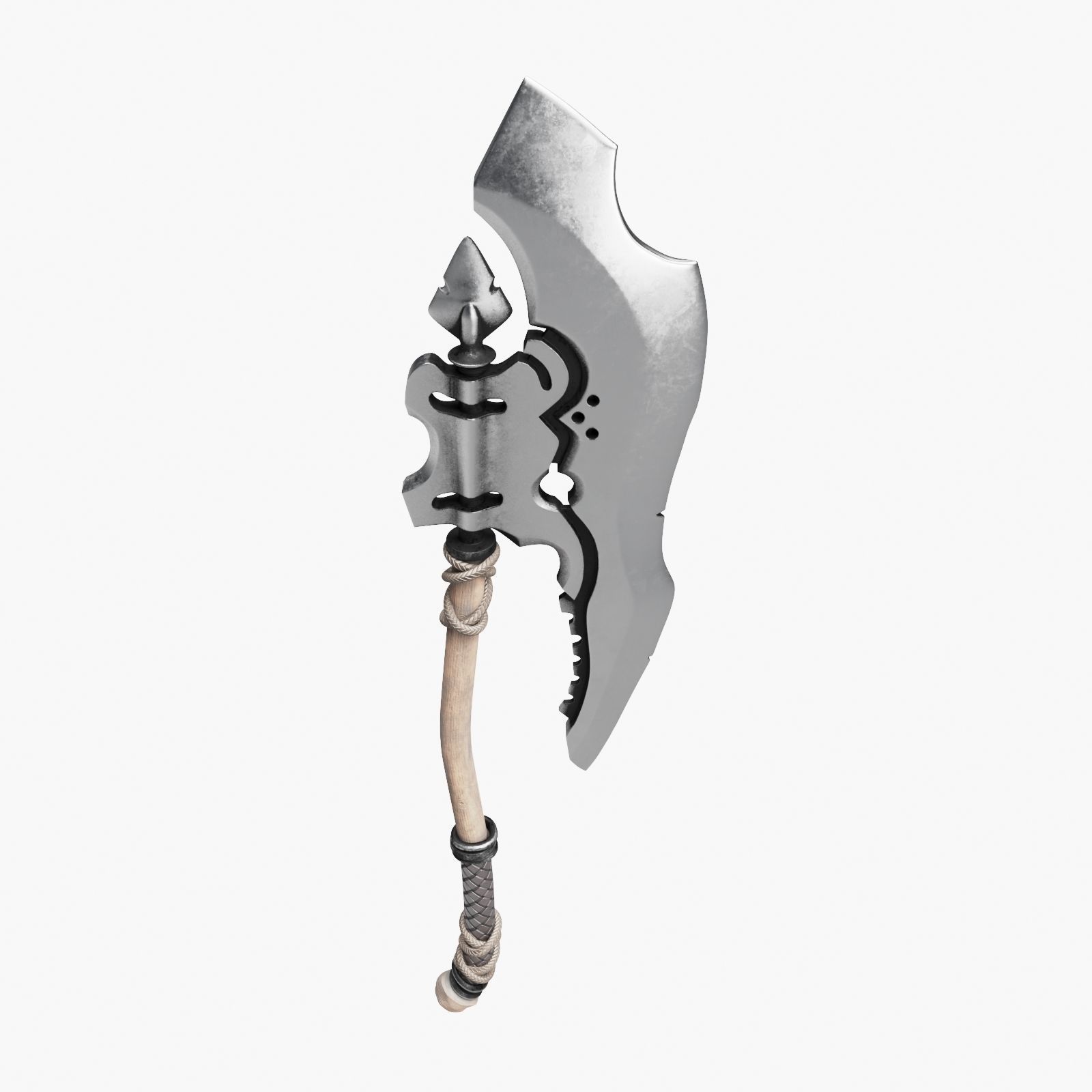 Medieval Battle Axe 3D model_3