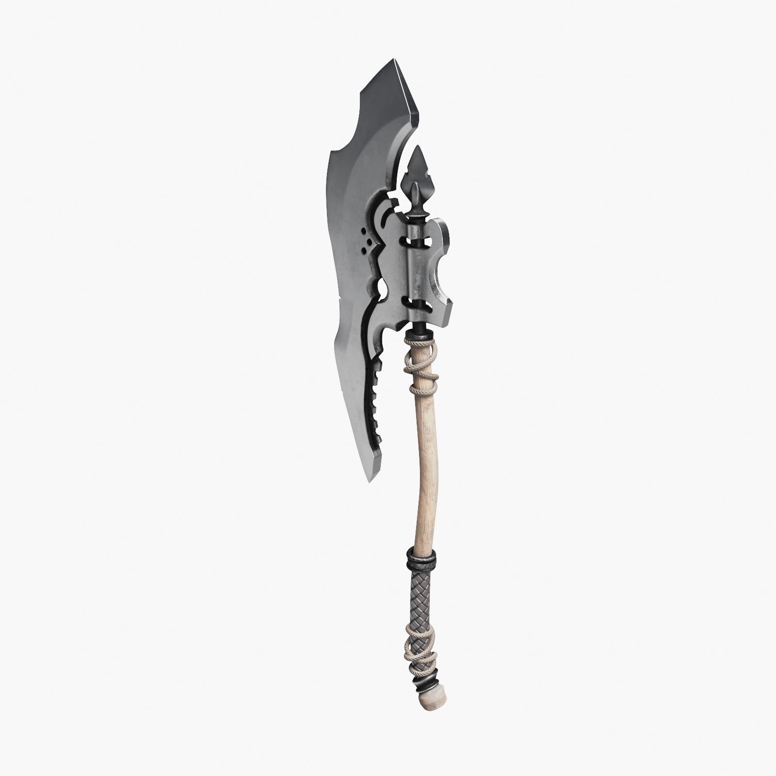 Medieval Battle Axe 3D model_11