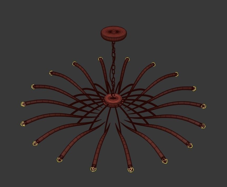 BRASS CEILING CHANDELIER MODEL 391 BY OSCAR TORLASCO FOR LUMI 3D model_2