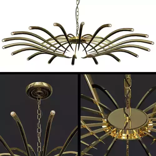 BRASS CEILING CHANDELIER MODEL 391 BY OSCAR TORLASCO FOR LUMI 3D model