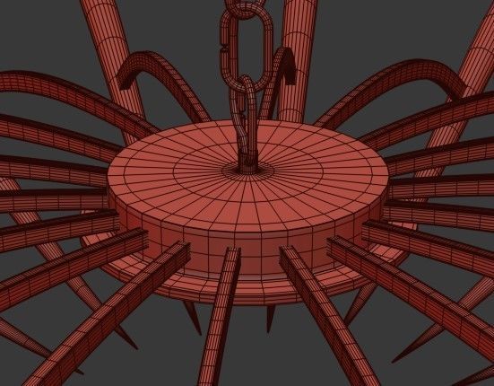 BRASS CEILING CHANDELIER MODEL 391 BY OSCAR TORLASCO FOR LUMI 3D model_1