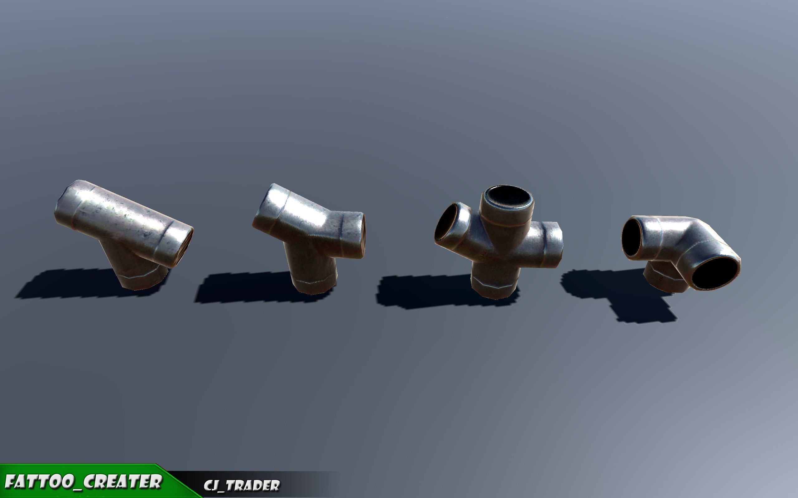 Lowpoly Modular Industrial Ceiling Pipe 3D Model Low-poly 3D model_1