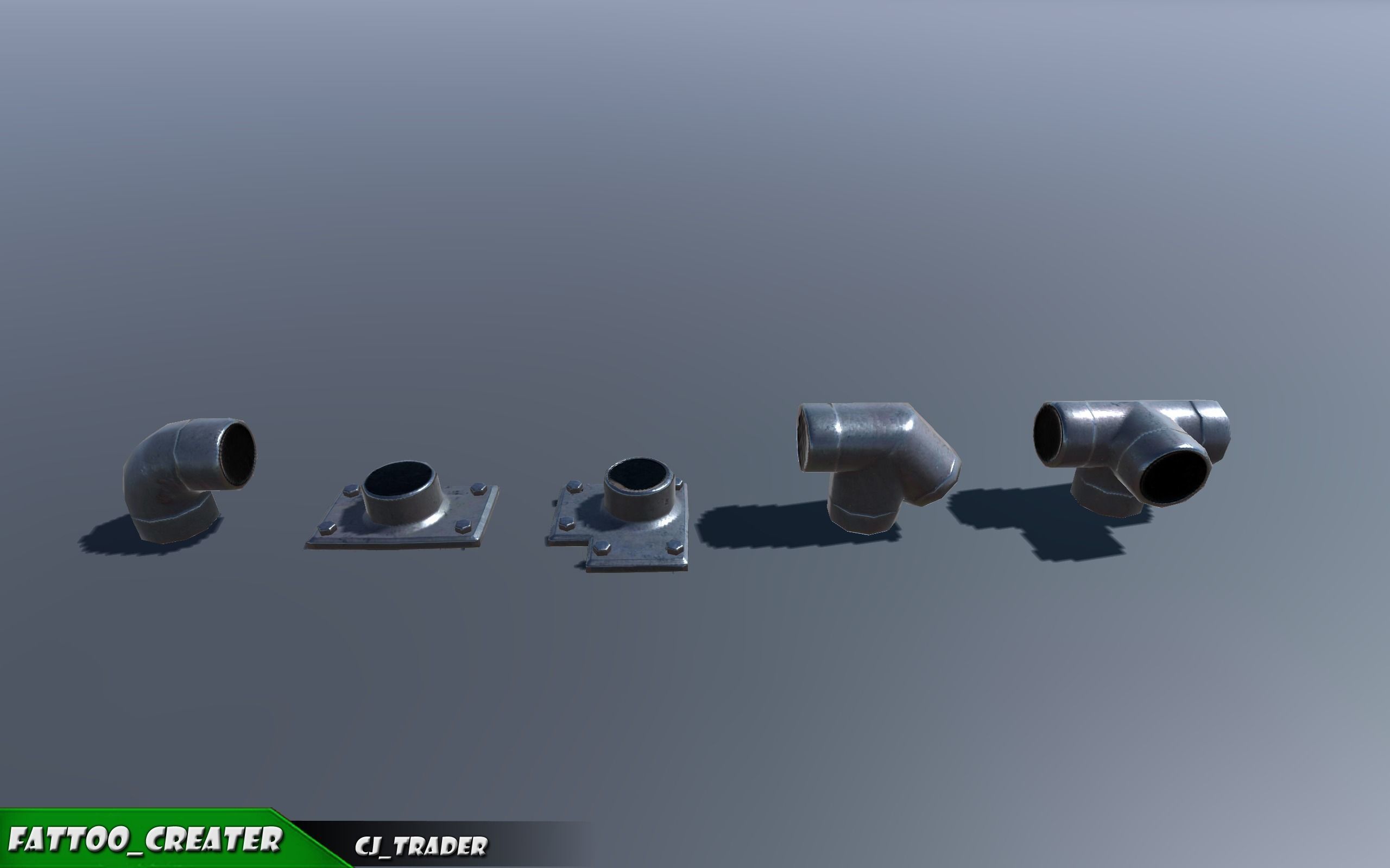 Lowpoly Modular Industrial Ceiling Pipe 3D Model Low-poly 3D model_2