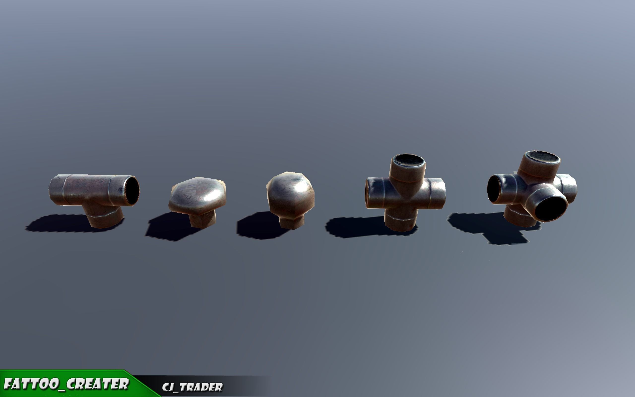 Lowpoly Modular Industrial Ceiling Pipe 3D Model Low-poly 3D model_3