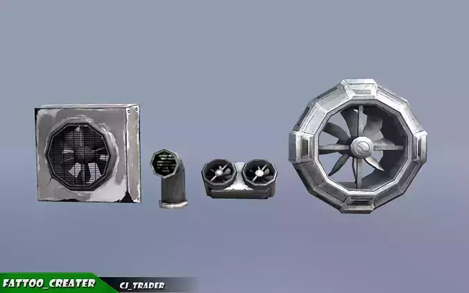 Ventilator Animated Collection Pack Low-poly 3D Model Low-poly 3D model