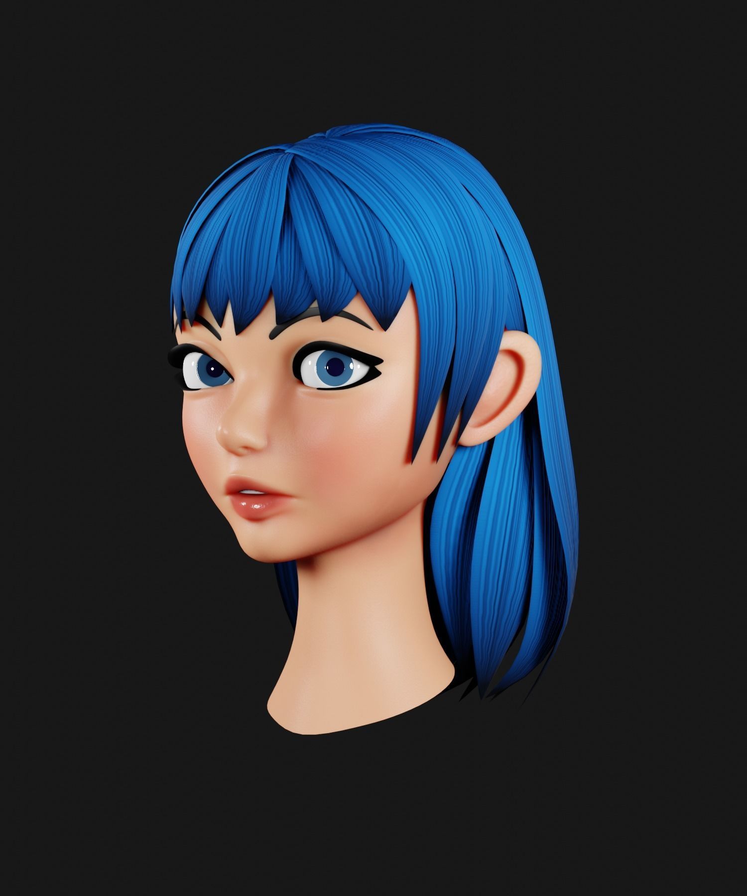 Stylized Female Character Gaming Asset Low-poly 3D model_3