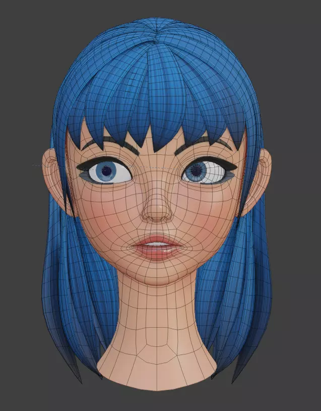 Stylized Female Character Gaming Asset Low-poly 3D model_0