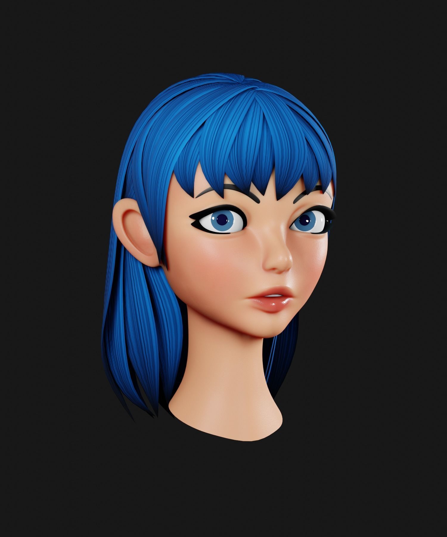 Stylized Female Character Gaming Asset Low-poly 3D model_4