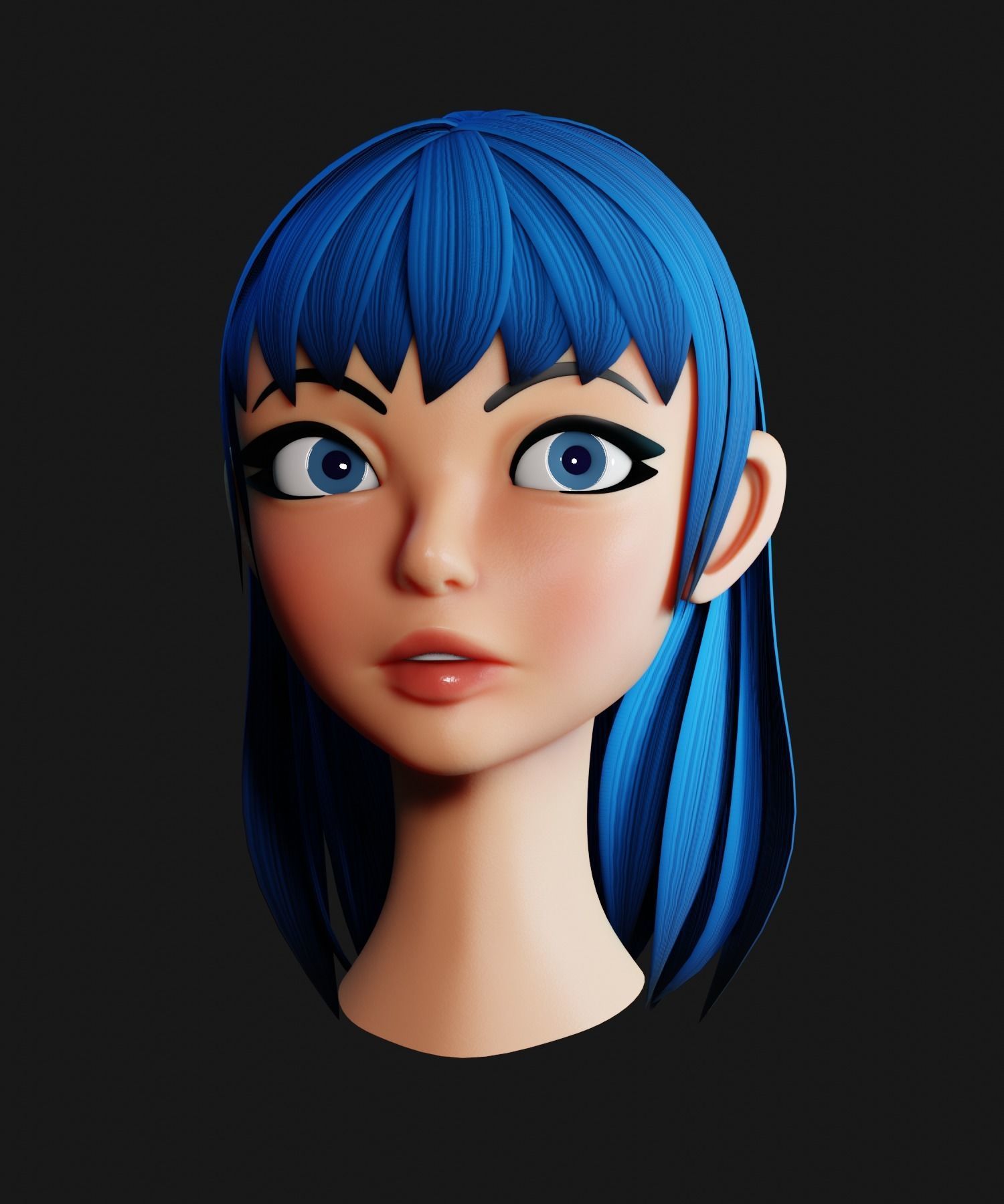 Stylized Female Character Gaming Asset Low-poly 3D model_1