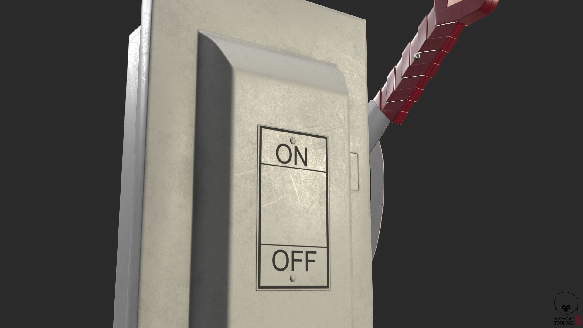 Electric Main Switchbox With On Off Lever and Cable Game Ready Low-poly 3D model_22