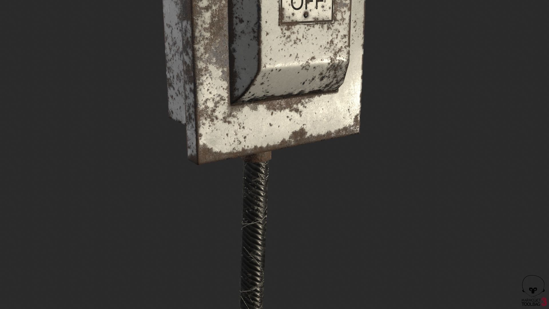 Electric Main Switchbox With On Off Lever and Cable Game Ready Low-poly 3D model_20