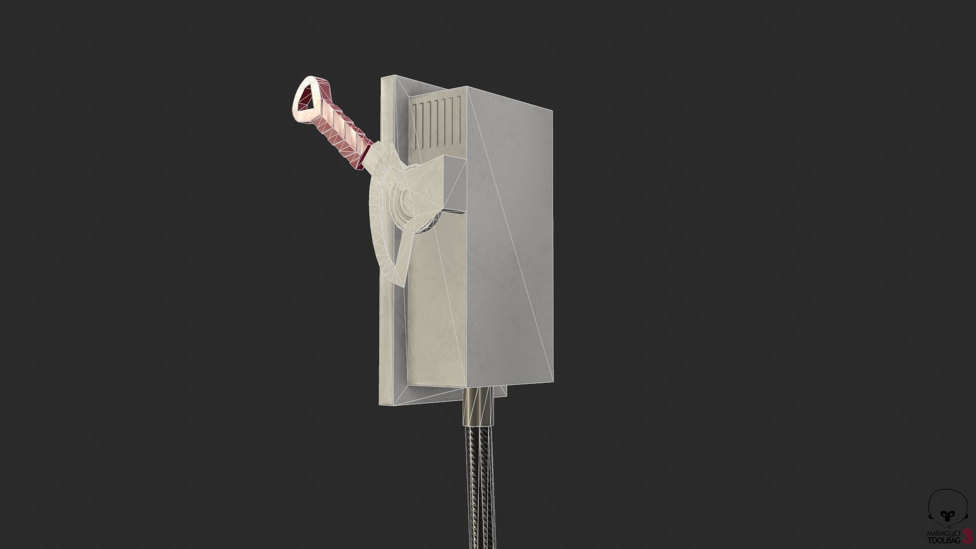 Electric Main Switchbox With On Off Lever and Cable Game Ready Low-poly 3D model_11