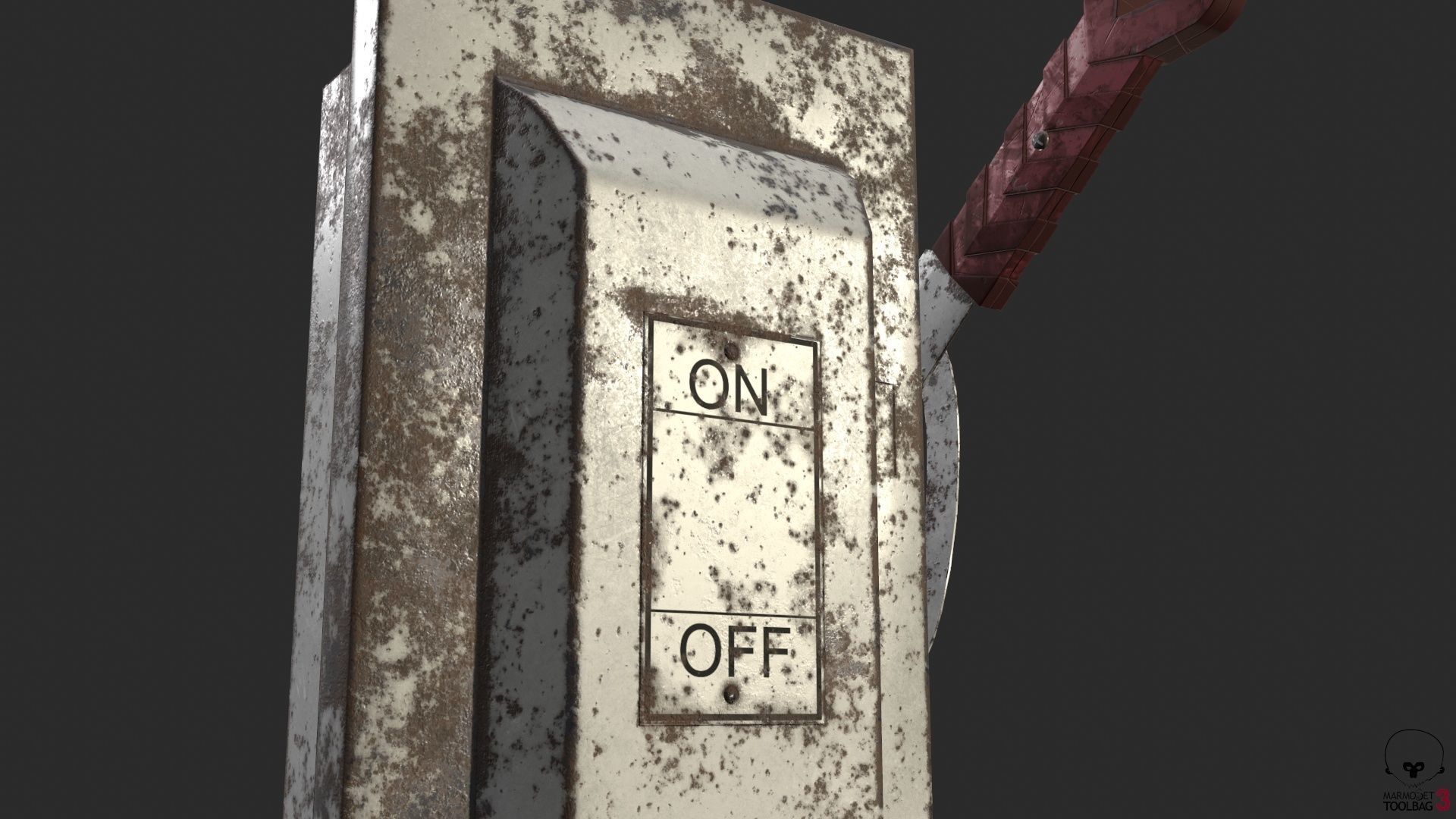 Electric Main Switchbox With On Off Lever and Cable Game Ready Low-poly 3D model_24
