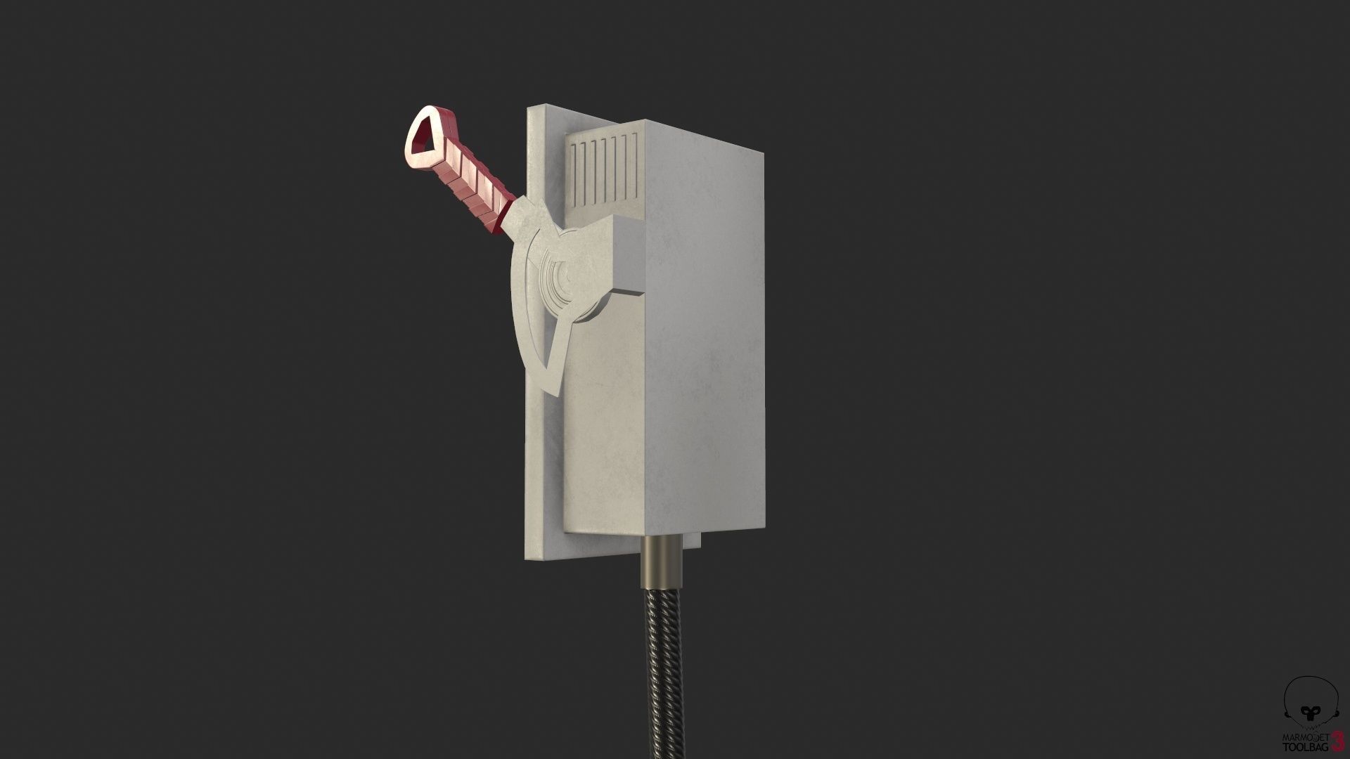 Electric Main Switchbox With On Off Lever and Cable Game Ready Low-poly 3D model_10