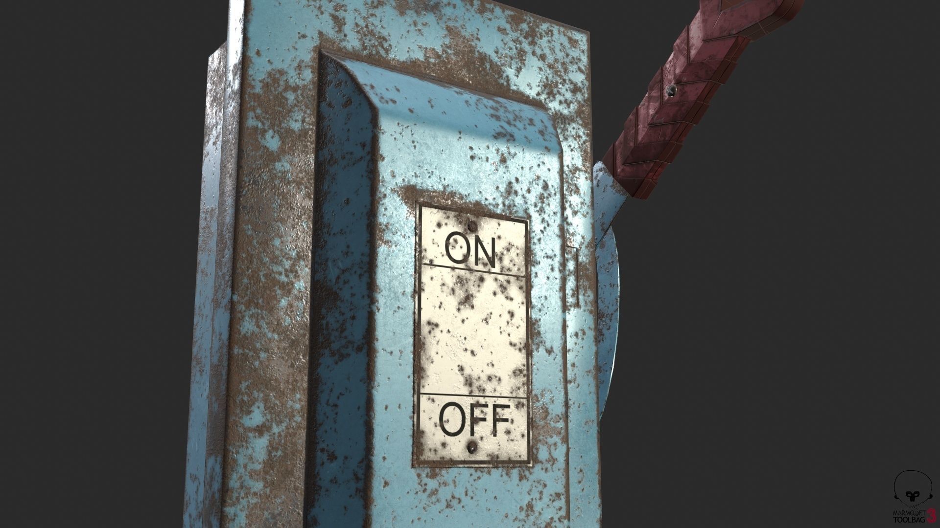 Electric Main Switchbox With On Off Lever and Cable Game Ready Low-poly 3D model_23