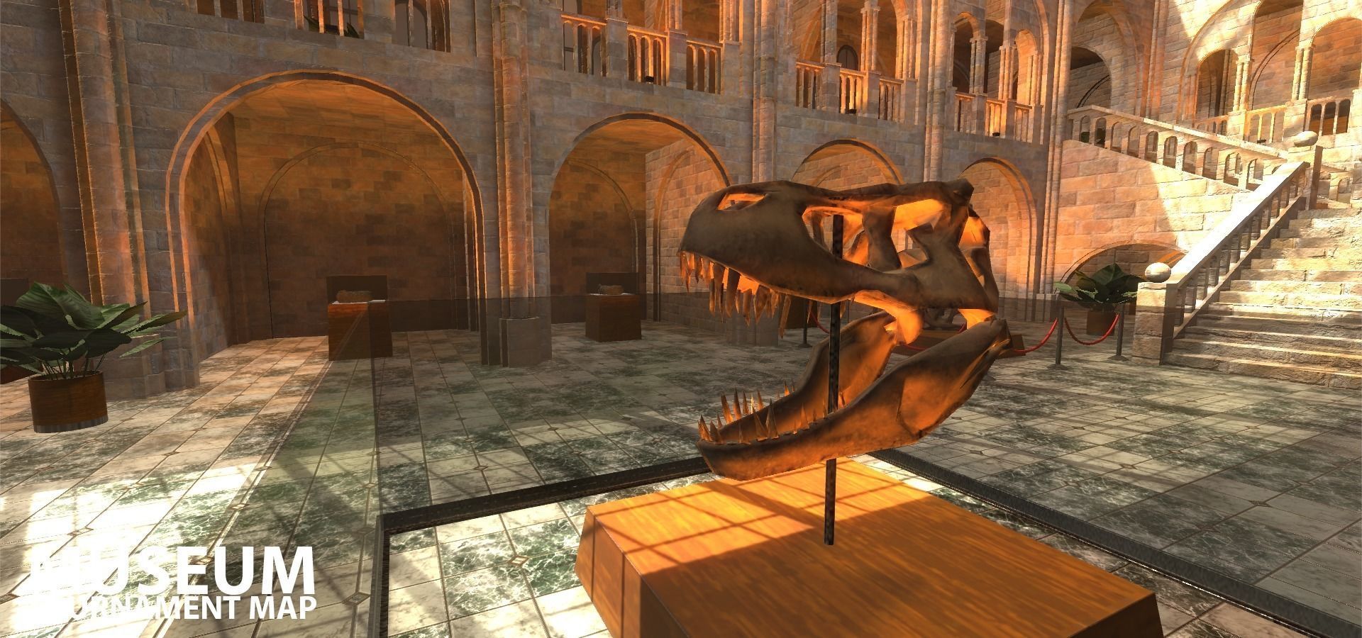 FPS Museum - VR tournament map Low-poly 3D model_22