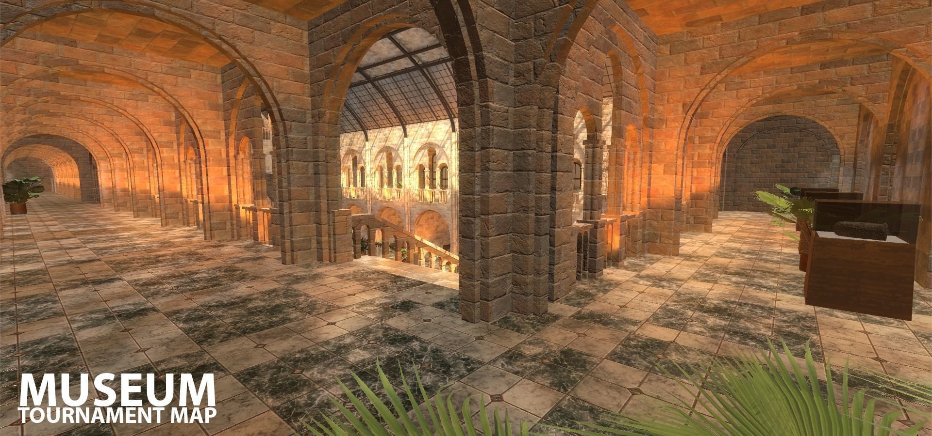 FPS Museum - VR tournament map Low-poly 3D model_14