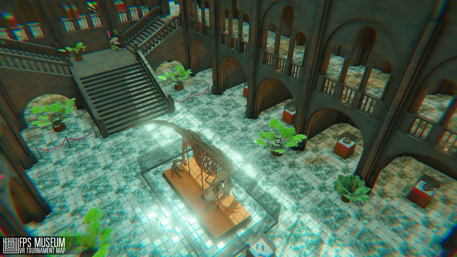 FPS Museum - VR tournament map Low-poly 3D model_21