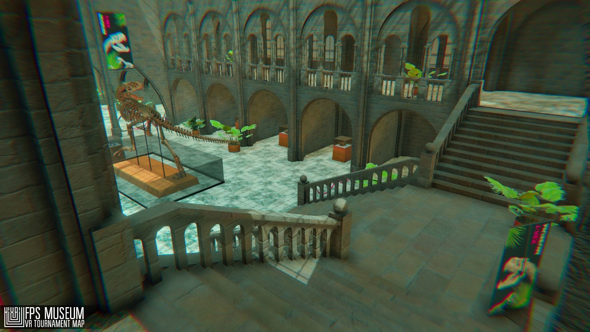 FPS Museum - VR tournament map Low-poly 3D model_25