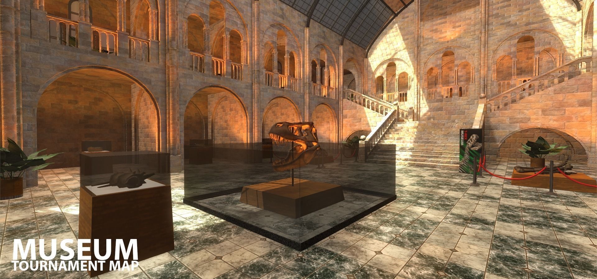 FPS Museum - VR tournament map Low-poly 3D model_10