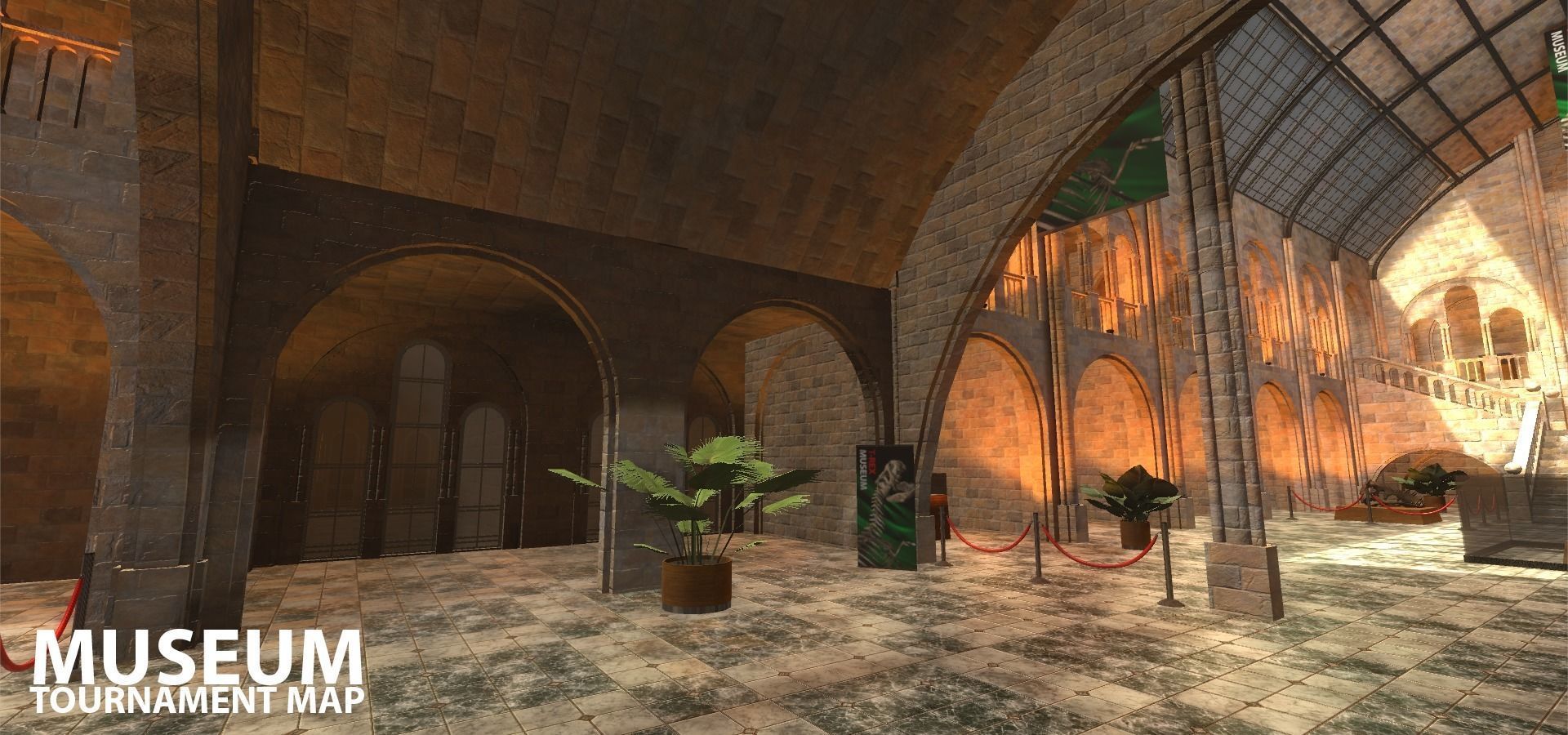 FPS Museum - VR tournament map Low-poly 3D model_12