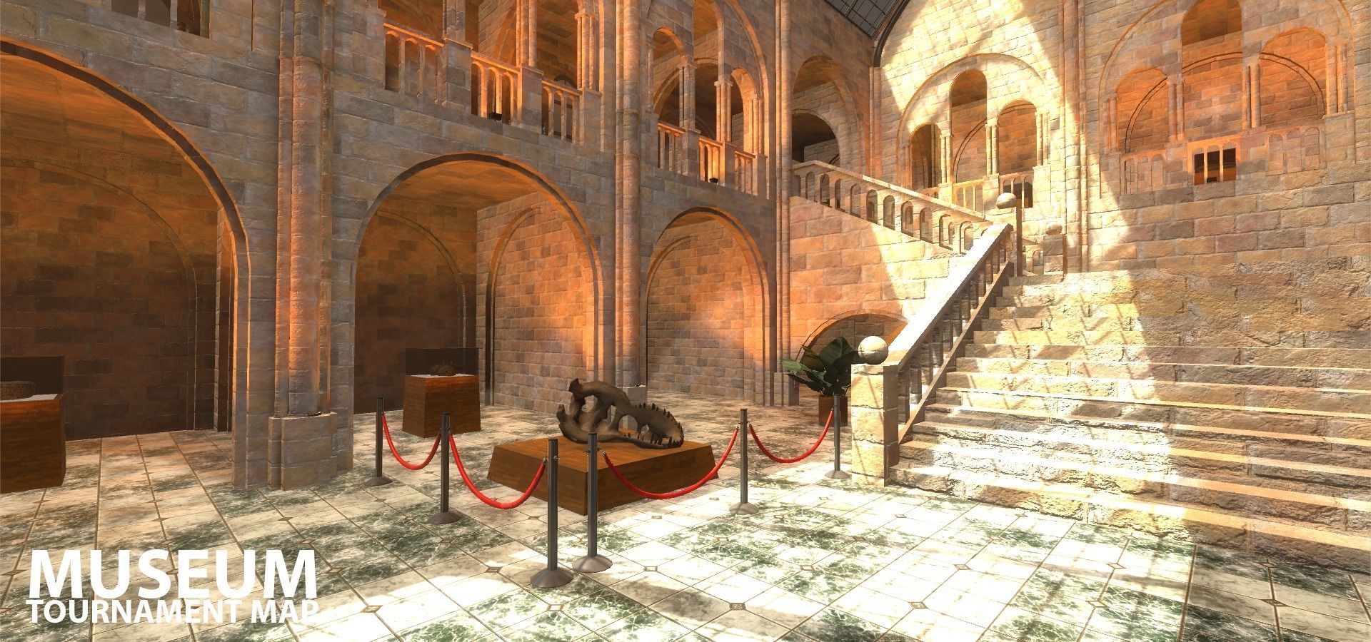 FPS Museum - VR tournament map Low-poly 3D model_8