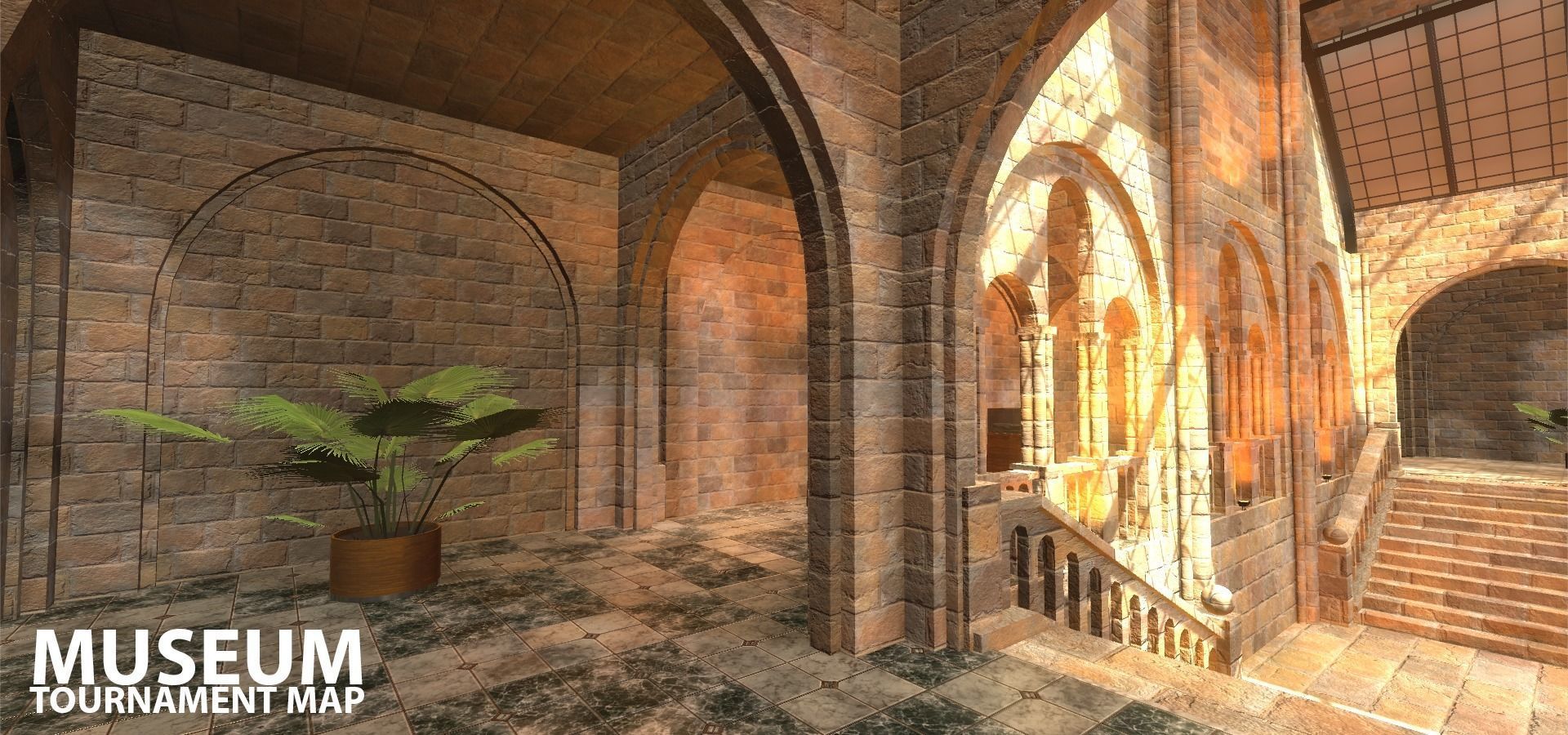 FPS Museum - VR tournament map Low-poly 3D model_2