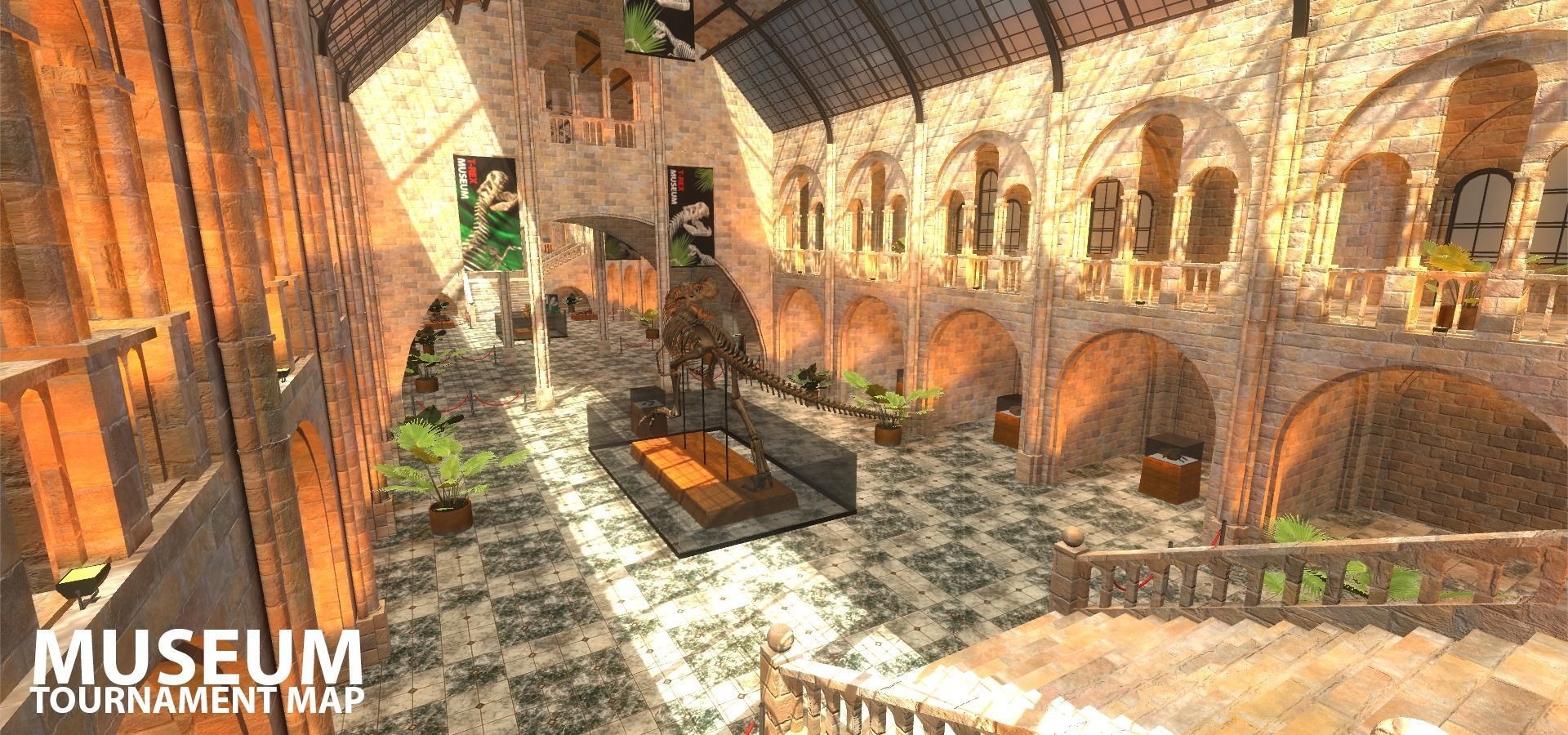 FPS Museum - VR tournament map Low-poly 3D model_15