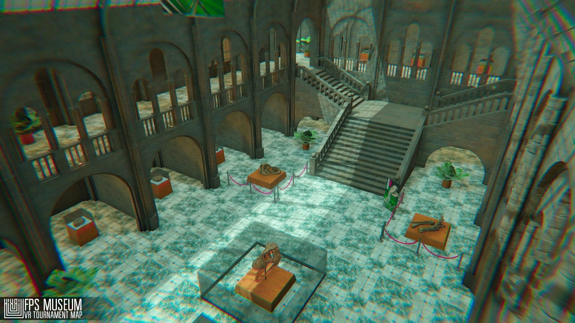 FPS Museum - VR tournament map Low-poly 3D model_23