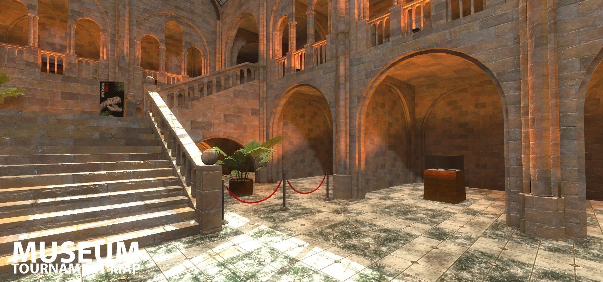 FPS Museum - VR tournament map Low-poly 3D model_13