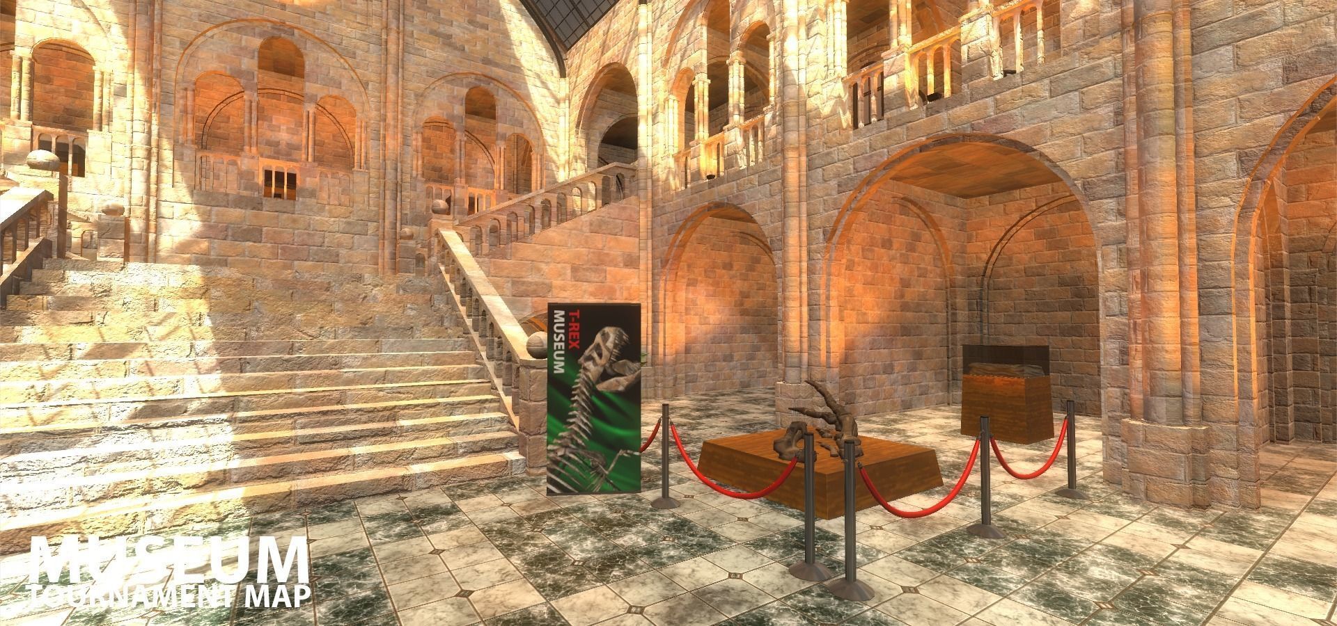 FPS Museum - VR tournament map Low-poly 3D model_6