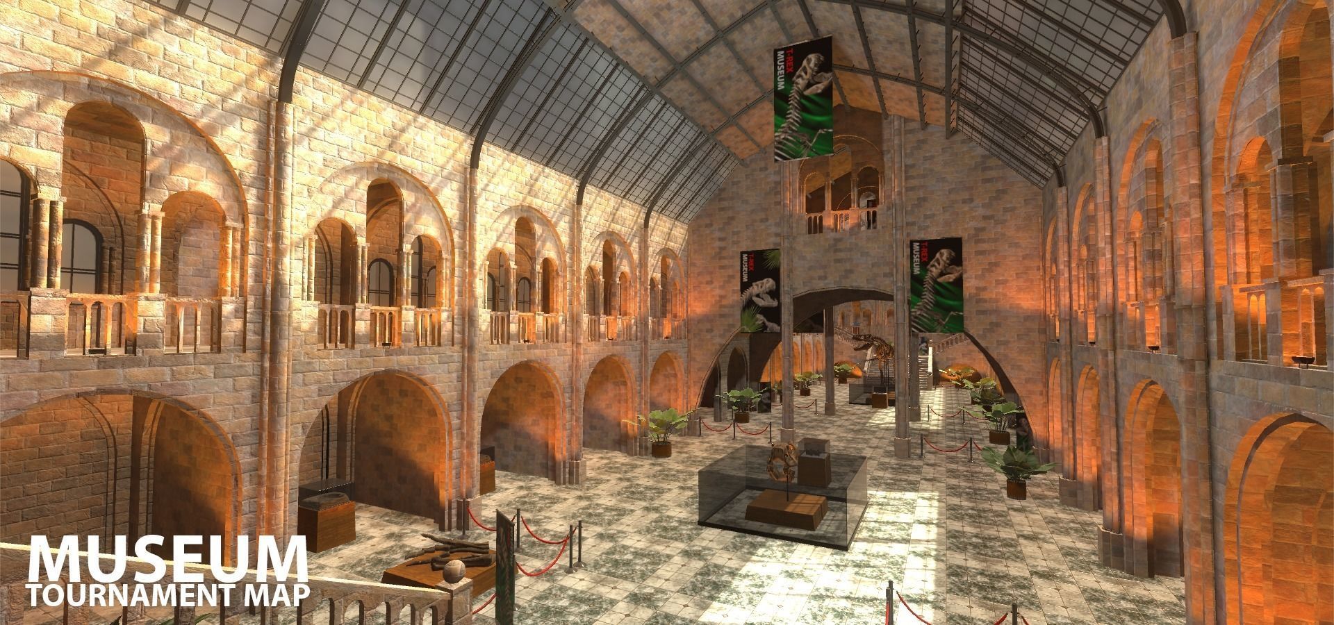 FPS Museum - VR tournament map Low-poly 3D model_4